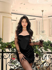 Gothic Velvet Sleeveless Lolita Emo Grunge Punk  Elegant Clubwear Mini Dress