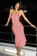 Strapless Heart Print Bodycon Floral Dress