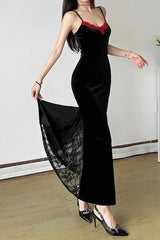 Lace Trim Cami Maxi Lace Dress