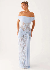 Sheer Lace Cutout Ribbon Bodycon Lace Dress