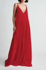 Solid Ruched Loose Tank Boho Dress