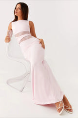 Cut Out Lace Panel Sleeveless Bodycon Dress