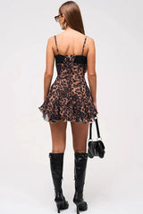 Leopard Print Strapless Ruched Bodycon Dress