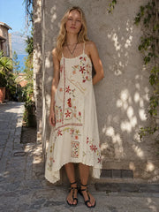 Floral Embroidered Asymmetric Boho Dress