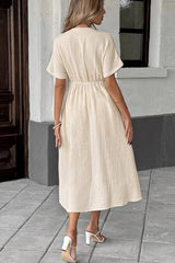 Bohemian Deep V Tie Waist Flowy Boho Dress