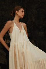 Solid Ruched Loose Tank Boho Dress