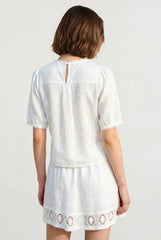 Linen Short Sleeve Blouse Skirt Vacation Set