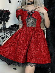 Mini Party Aesthetic One Shoulder Strap  Lace Cutouts Elegant A-Line High Waist Prom Y2K Grunge Clubwear Dress