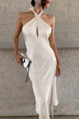 Satin Halter Mermaid Reception Dress