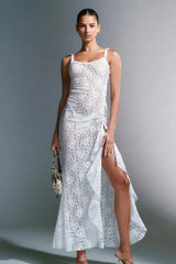 Lace Cami Panel Backless Bodycon Maxi Lace Dress