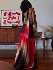 Patchwork Tassel Halter Maxi Dress