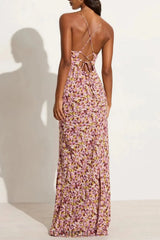Printed Square Neck Sleeveless Floral Dress