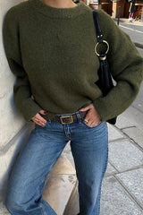 Plain Ribbed Long Sleeve Sweater