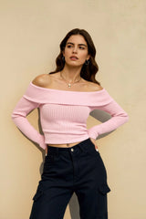 Off Shoulder Long Sleeve Sweater