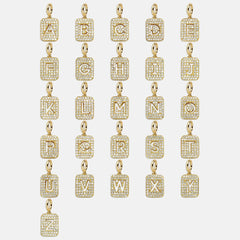 Block Pavé Initial Cluster Charm - J