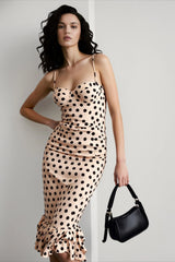 Polka Dot Ruched Slip Dress