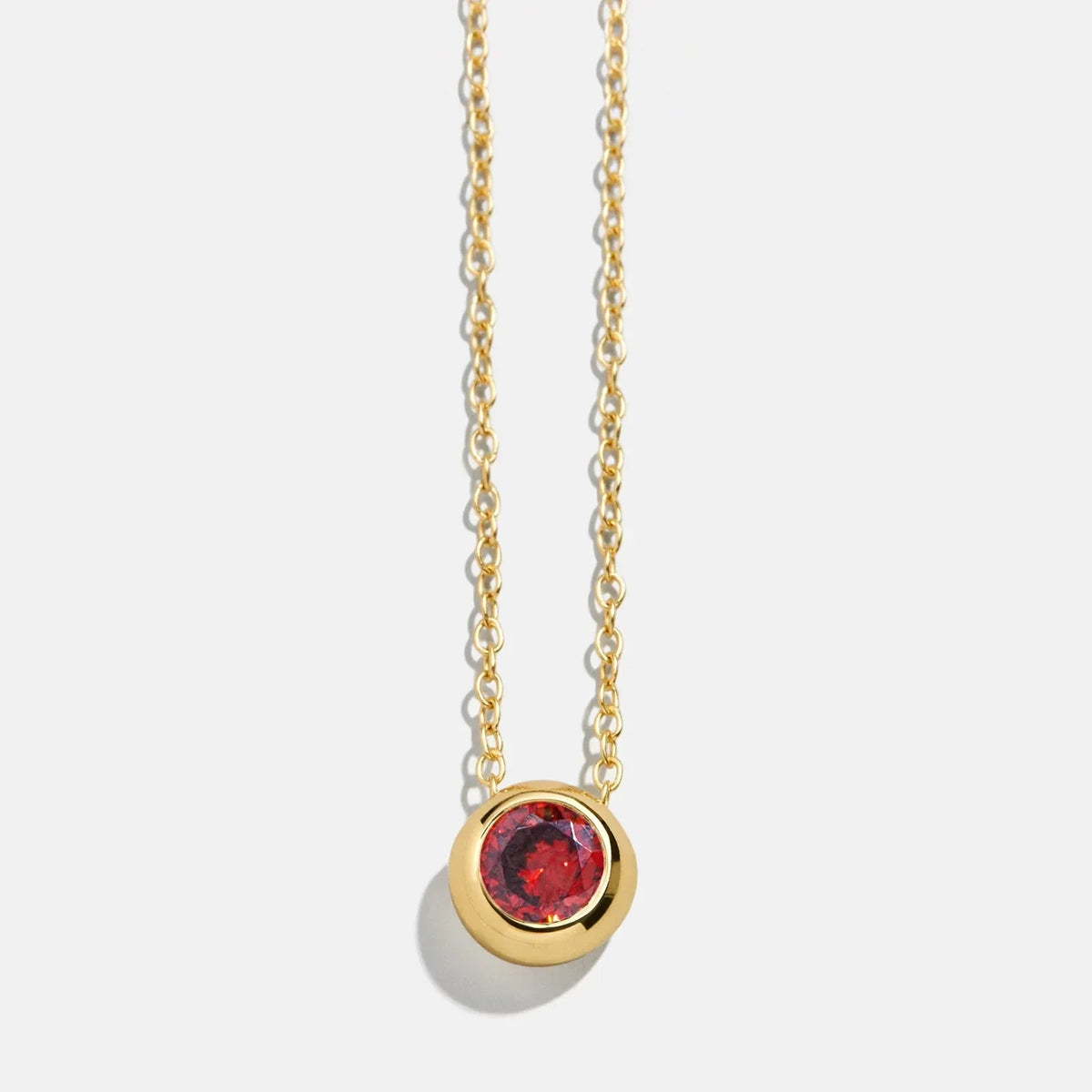 14K Gold Birthstone Pendant Necklace - Garnet