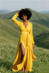 DressBetty - 2024  Bohemian Deep V-Neck Split Swing Boho Dress