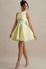 High Waist Backless A-Line Mini Floral Dress