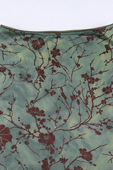 Floral Print Low Waist Color Block A-Line Skirt