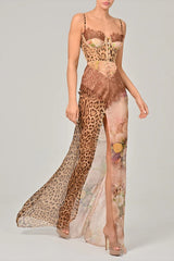 Chiffon Halter Neck Split Sling  Boho Dress