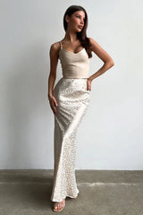 Leopard Jacquard Bodycon Maxi Skirt
