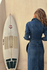 Fashionable Button-Up Long Sleeve Denim Dress