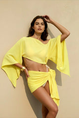Off Shoulder Wrap Skirt Two Piece Vacation Set