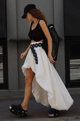 Cotton Tulip Hem Asymmetric Skirt