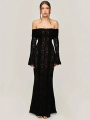Winter Elegant Maxi Wedding Guest Lace Dress