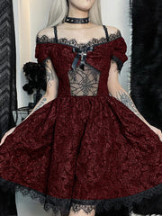 Mini Party Aesthetic One Shoulder Strap  Lace Cutouts Elegant A-Line High Waist Prom Y2K Grunge Clubwear Dress