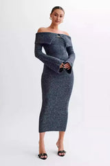Knit Off Shoulder Fitted Bodycon Dress