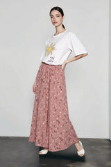 DressBetty - Vintage Floral Print A-line Pleated Streetwear Drawstring Midi Skirt