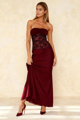 Fishtail Lace Spliced Strapless Backless Prom Dress