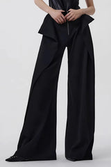 Asymmetric Layered Button Wide Leg Loose Pants