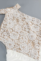 Halter Neck Backless Lace Prom Dress
