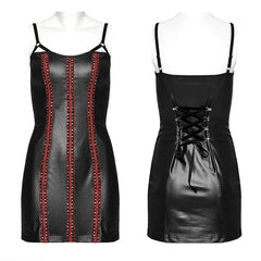 Rivet Webbing Slim Fit  Adjustable Party Club Mini Gothic Dress