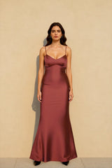 Backless Lace-Up Silk Dress