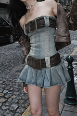 Retro  Belted Denim Dress