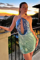 Chic Halter Backless Slim Sequin Sling Sequin Dress