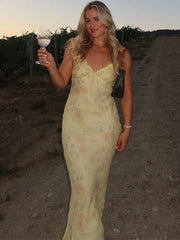 Ruffled Sling Backless Floral Dress