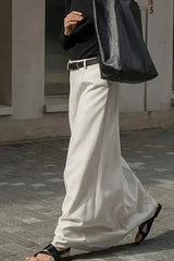 Relaxed Fit Cream Office Midi Skirt