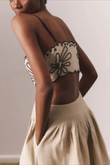 Spaghetti Strap Bandeau Spliced Cutout Boho Dress