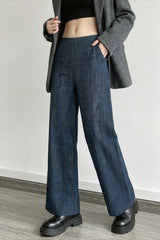 Linen Yarn Dyed Wide Leg Pants