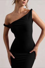 One Shoulder Solid Bodycon Dress