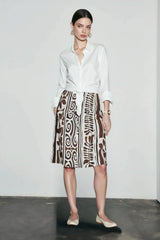 Natural Linen Leaf Vacation Skirt