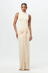 Chic Solid Crew Neck Sleeveless Tie Bodycon Dress