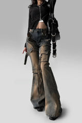 Low Waist Flare Cargo Jeans