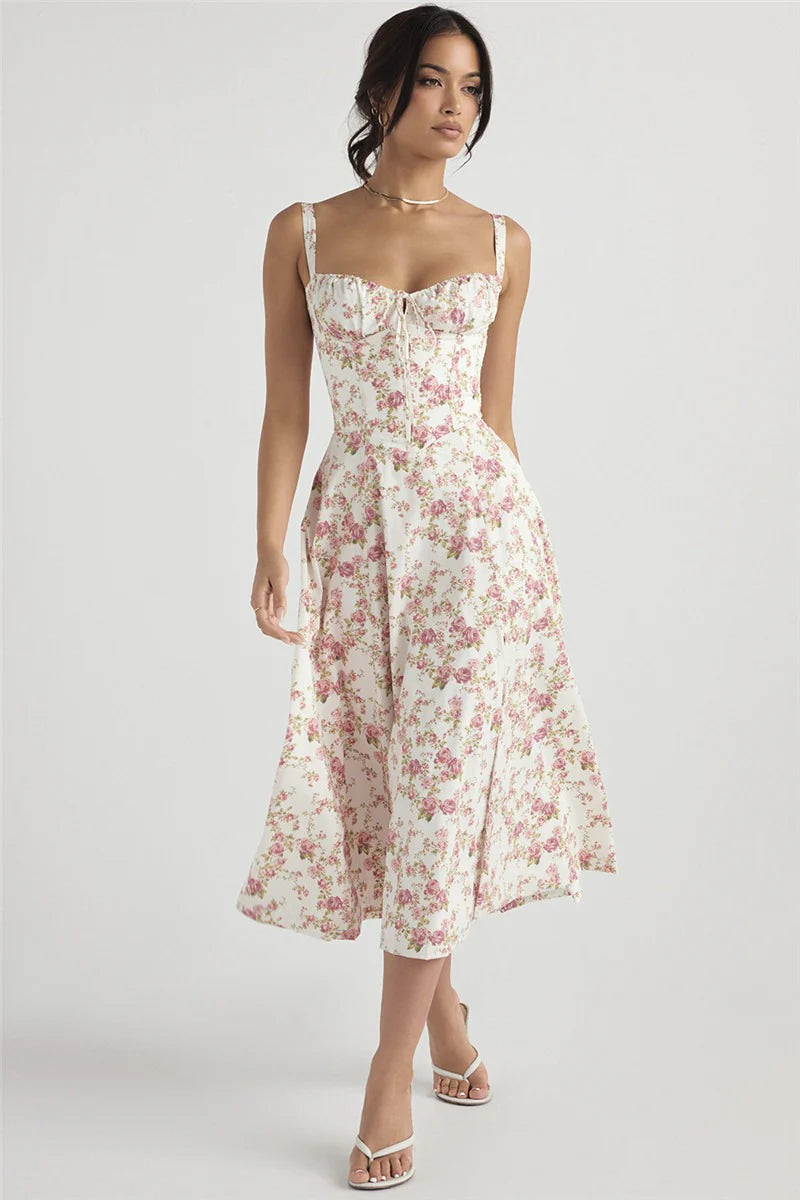 Elegant Halter Maxi Floral Dress
