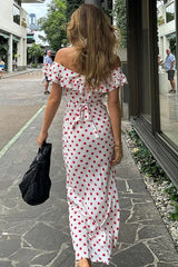 Polka Dot Cami A-Line Ruffled Maxi Dress